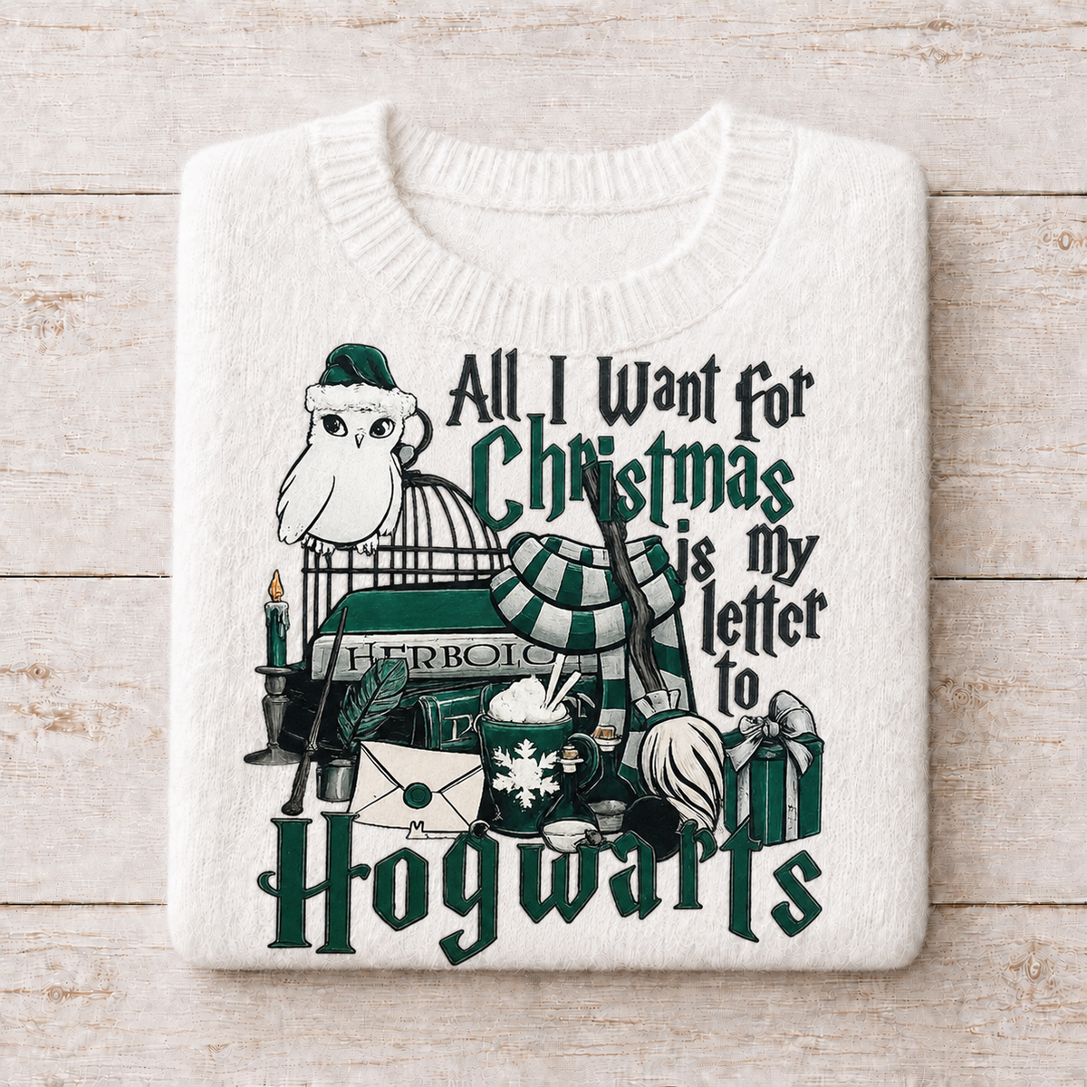 Hogwarts Christmas Letter Green | DTF Transfer