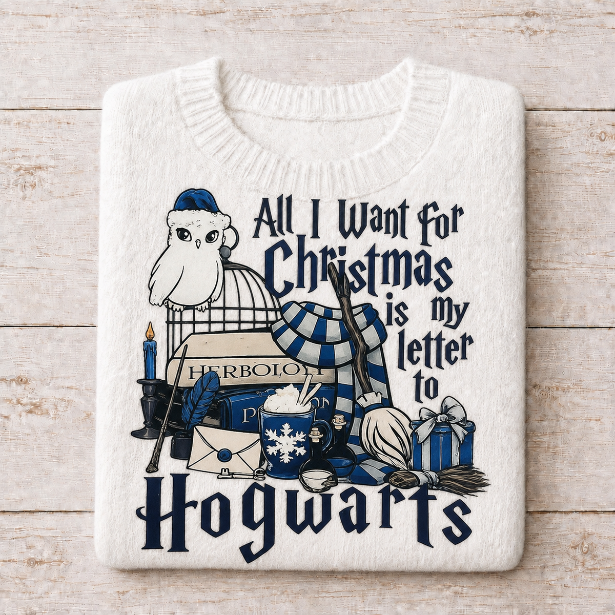 Hogwarts Christmas Letter Blue | DTF Transfer