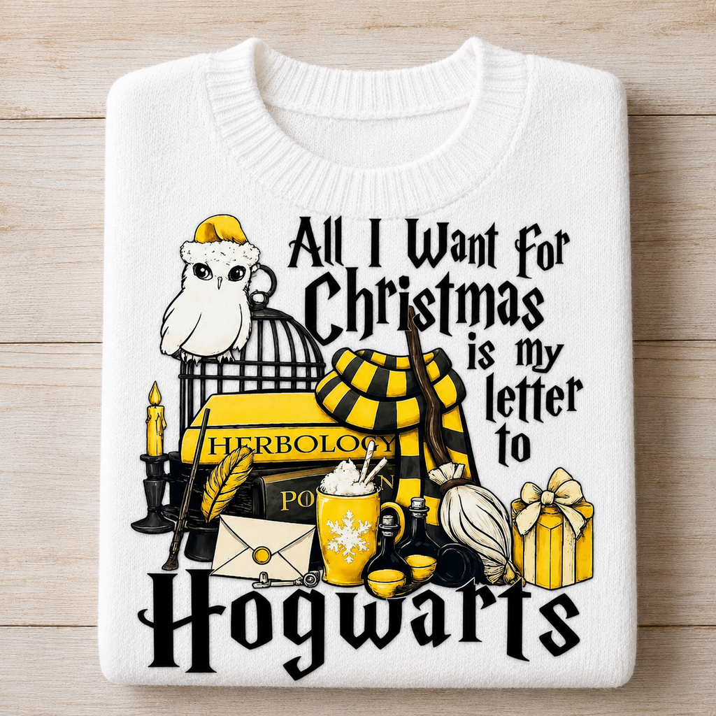 Hogwarts Christmas Letter Yellow | DTF Transfer