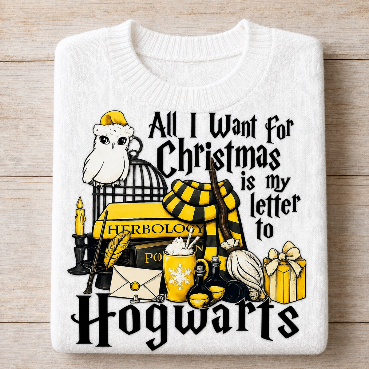 Hogwarts Christmas Letter Yellow | DTF Transfer