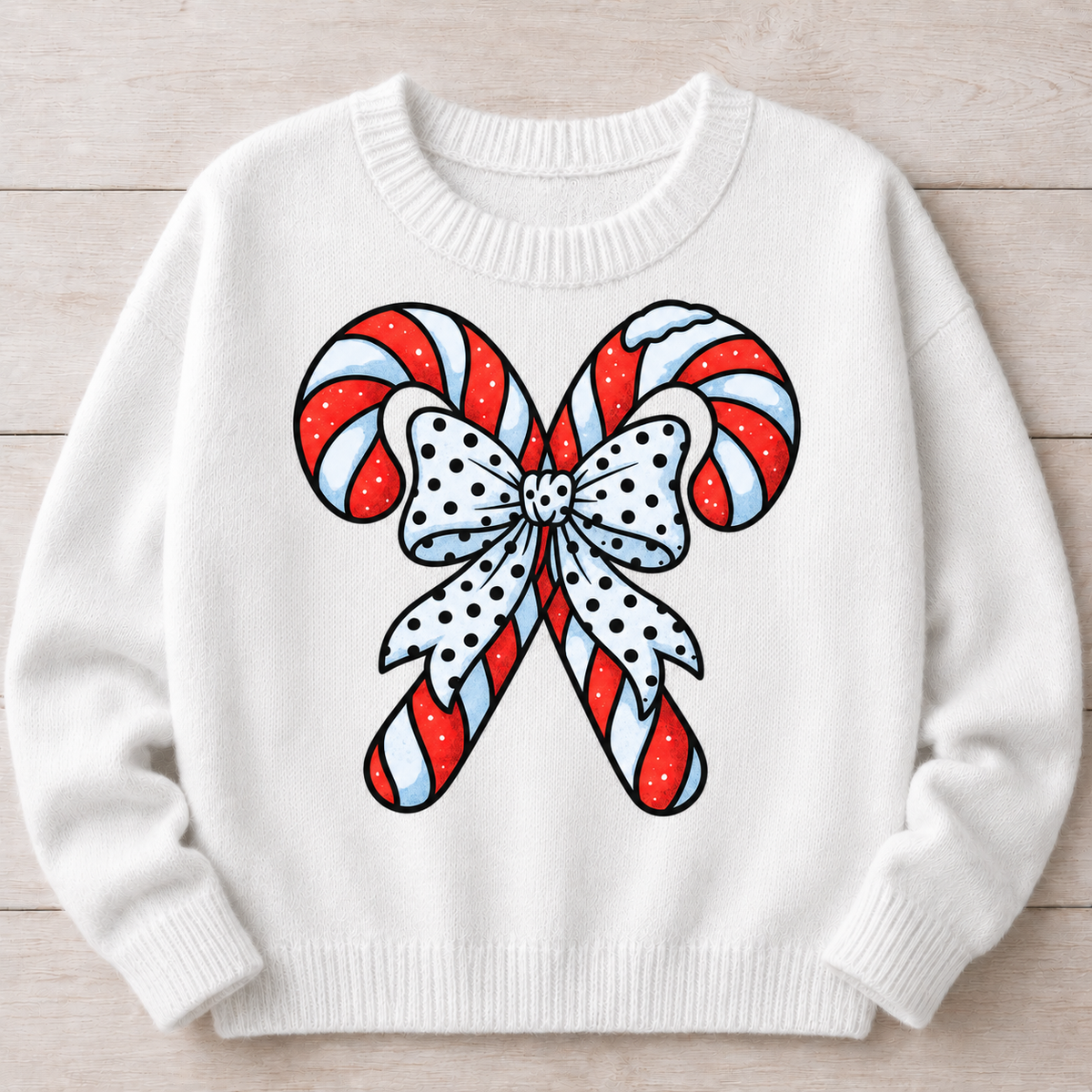 Candy Cane Bow | DTF Transfer