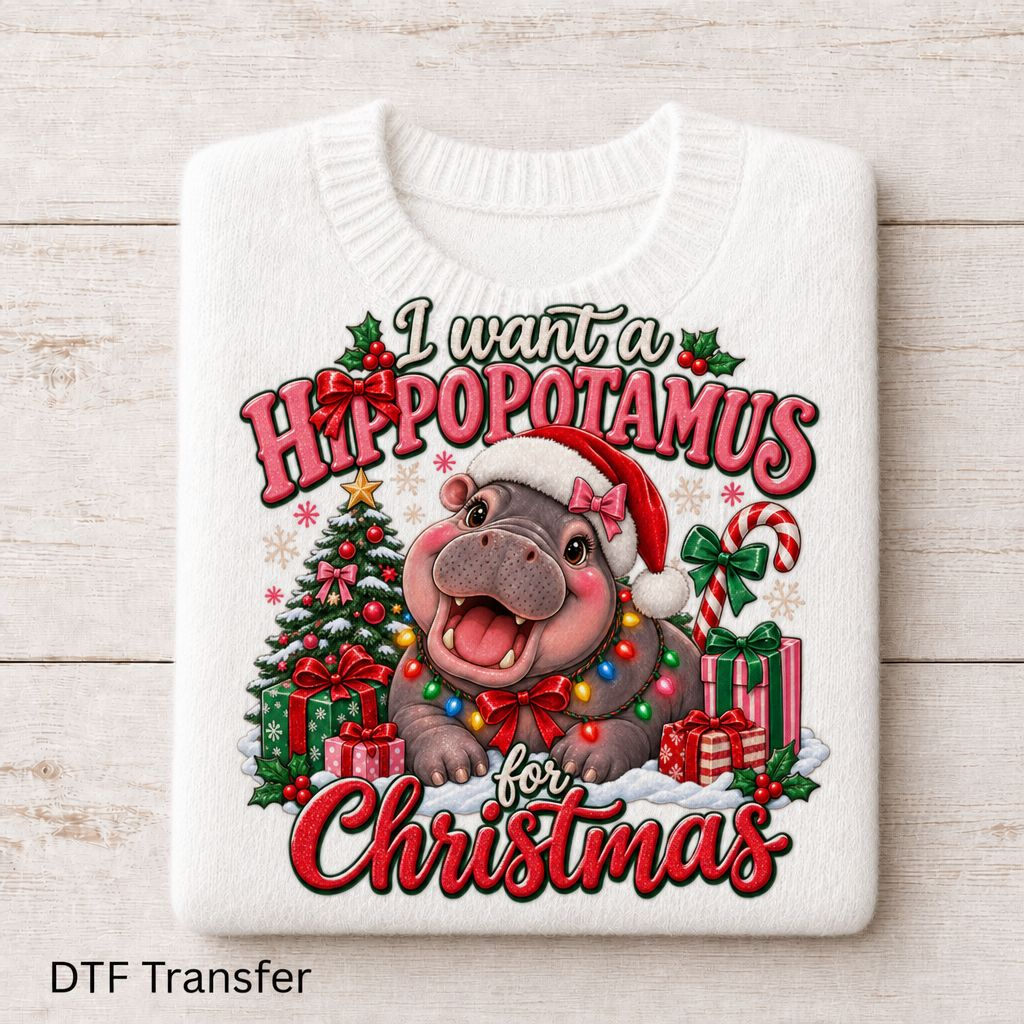 Hippo For Christmas | DTF Transfer
