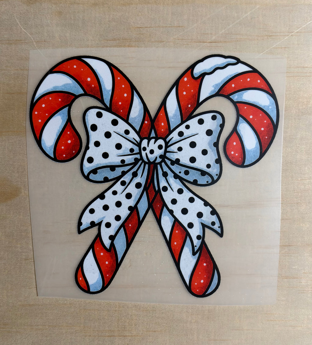 Candy Cane Bow | DTF Transfer