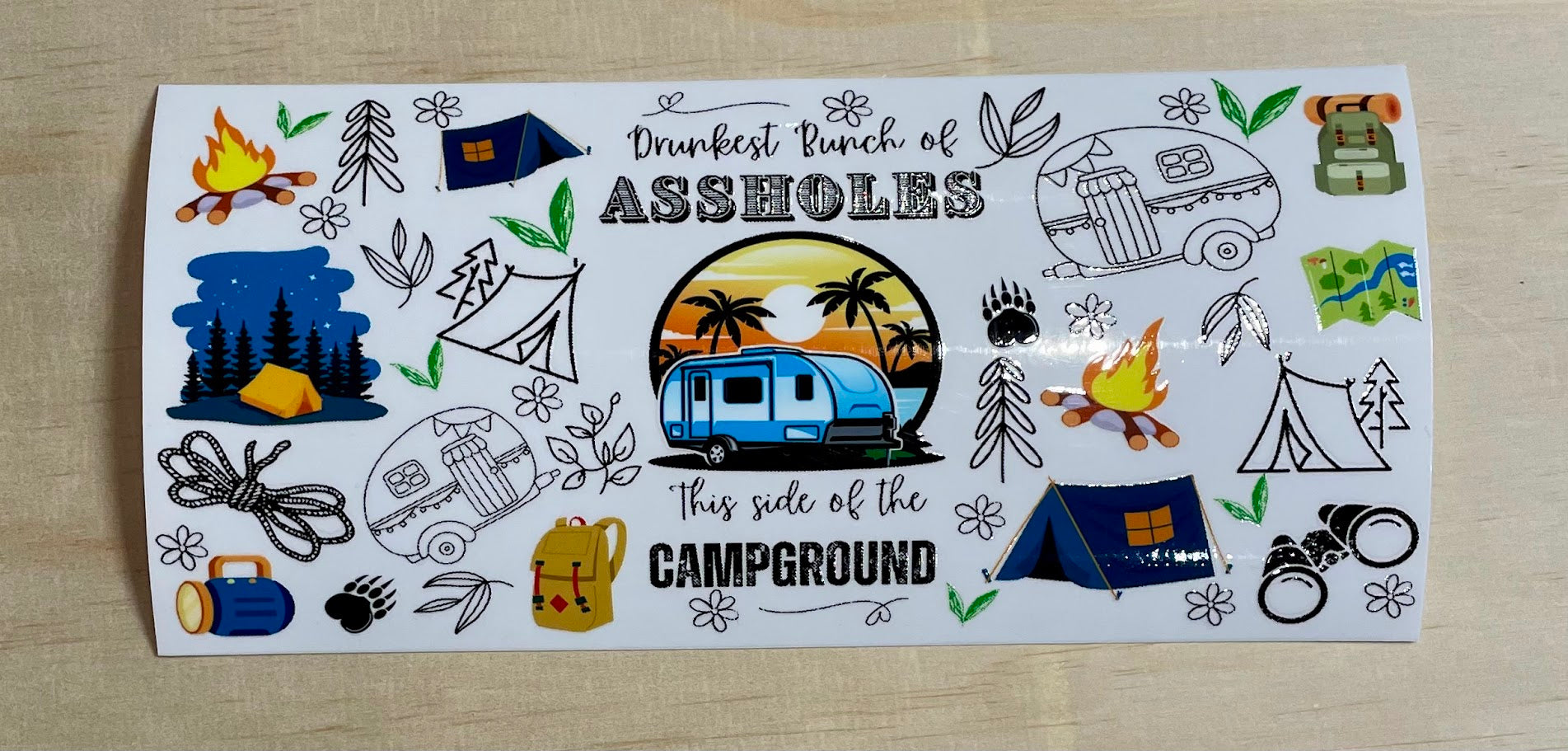 Camping Theme | UV DTF 16oz Cup Wrap