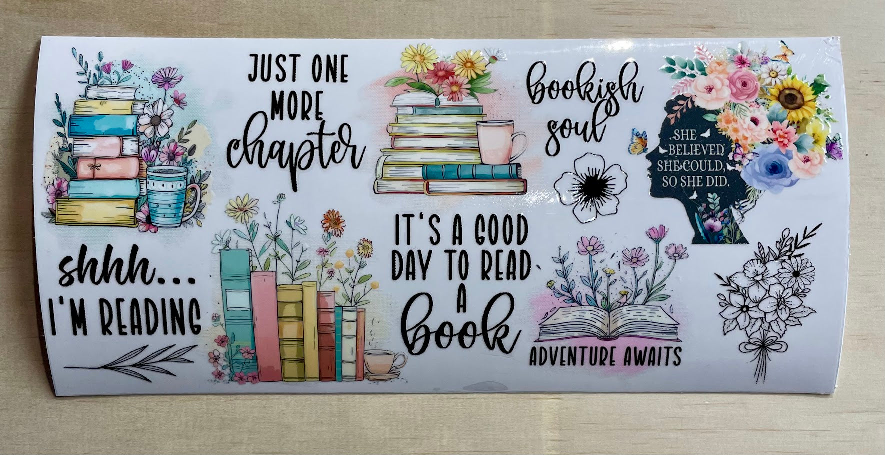 Book Theme | UV DTF 16oz Cup Wrap