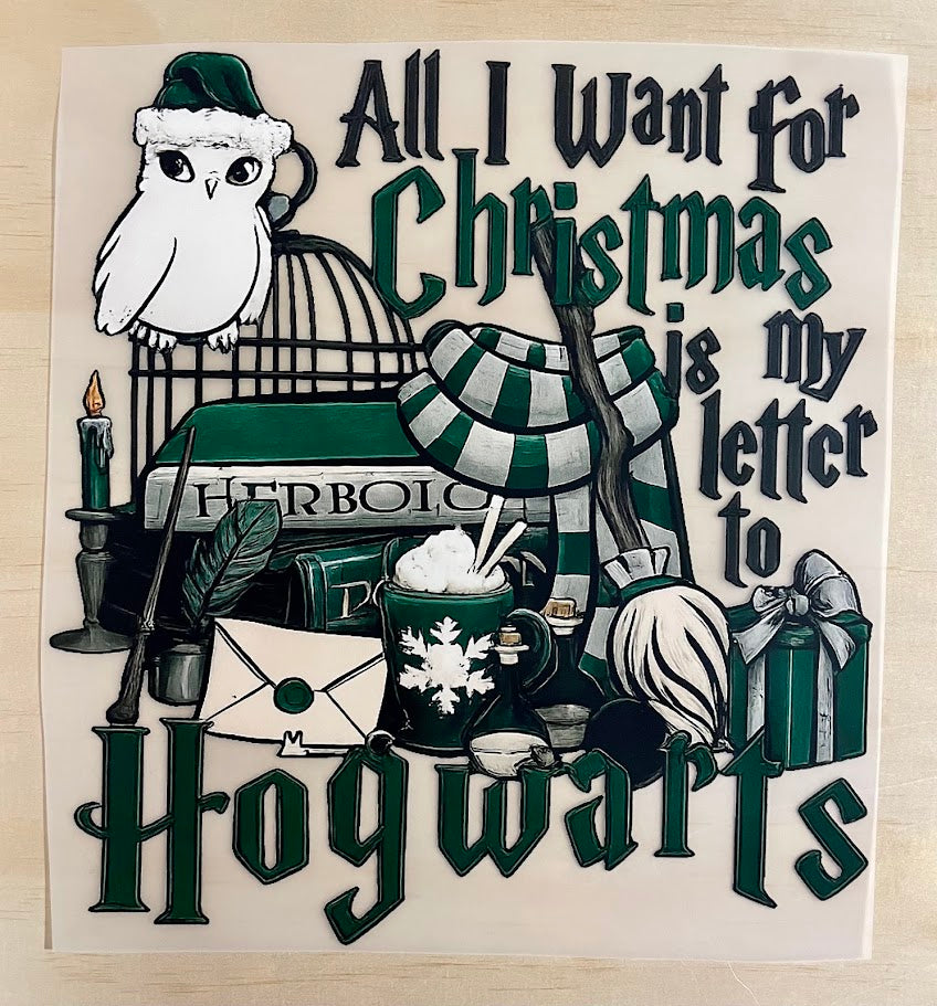 Hogwarts Christmas Letter Green | DTF Transfer