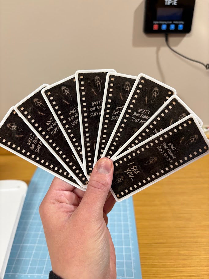 Ghost Face Vibes Film Strip | 4” (H) Sticker | Glossy Finish | Water Resistant